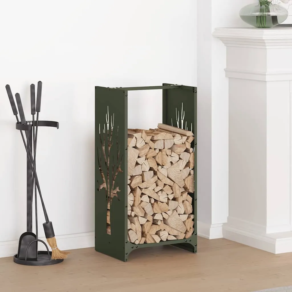 Porta legna di design verde oliva 40x30x80 cm in acciaio laminato a freddo - Porta legna 2025 Nuovo5497661 1pacco