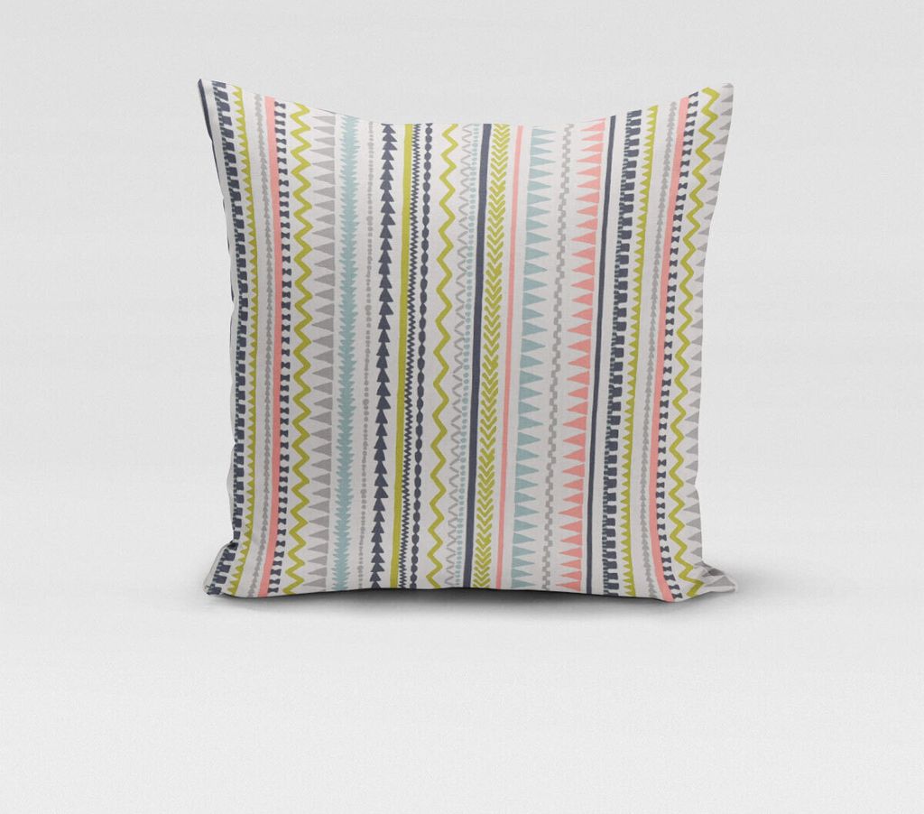 SCHÖNER LEBEN. Kissenhülle Streifen Ethno Inka weiß grau grün rosa Größe 40x40cm (HxB) 40x40cm (HxB) Größe