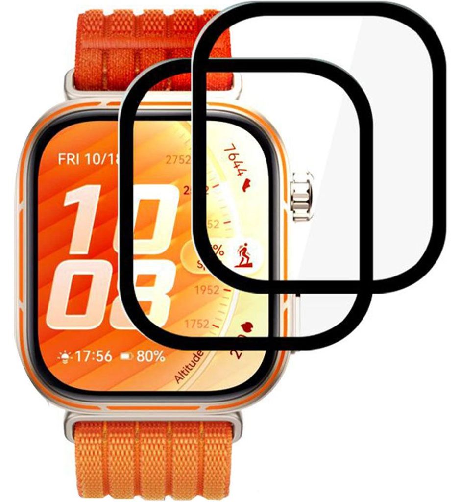 2x Hybridglas für Huawei Watch Fit 5 Pro, Tech-Protect Glass Flex Plus, Transparent mit Schwarzem Rahmen