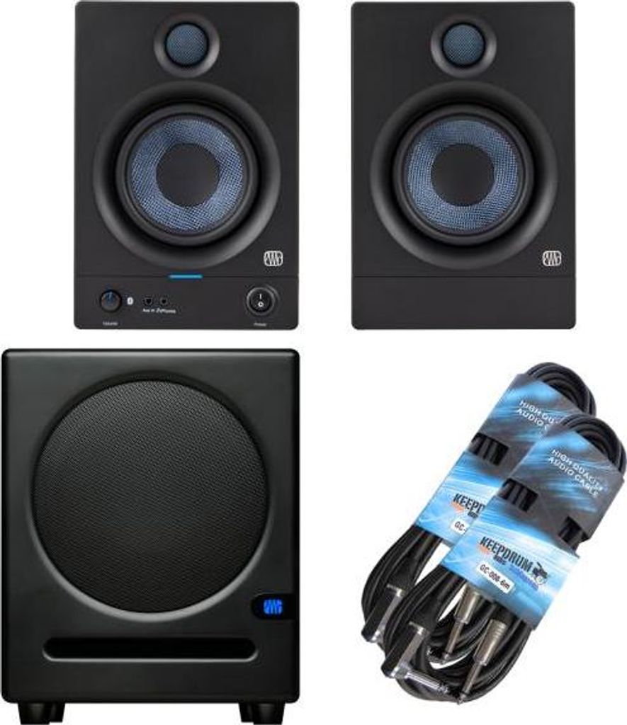 Presonus Eris 5BT Boxen 2nd Gen mit Eris Sub 8 BT Subwoofer und Klinkenkabel