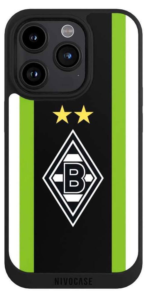 NIVOCASE Handyhülle für Apple iPhone 15 Pro Hülle NIVOpure Case Schwarz Borussia Mönchengladbach Gladbach Logo