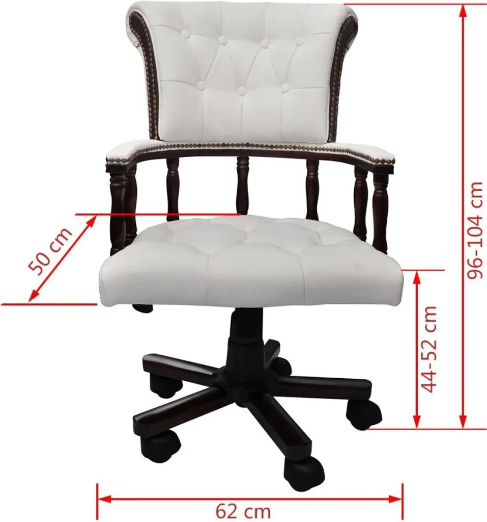 vidaXL Chaise de bureau pivotante blanche design ergonomique réglable - 7