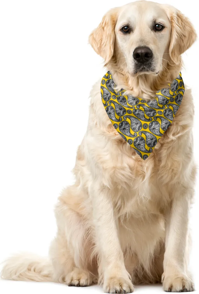 Bandana Cani ABAKUHAUS Paisley Giallo Terra 40x40 - Accessorio Chic