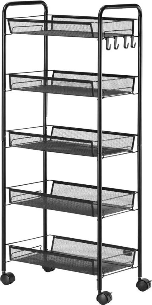 Carrello Fortuna Lai 4 Ripiani 5 Cestelli Acciaio Nero | Cucina e Living