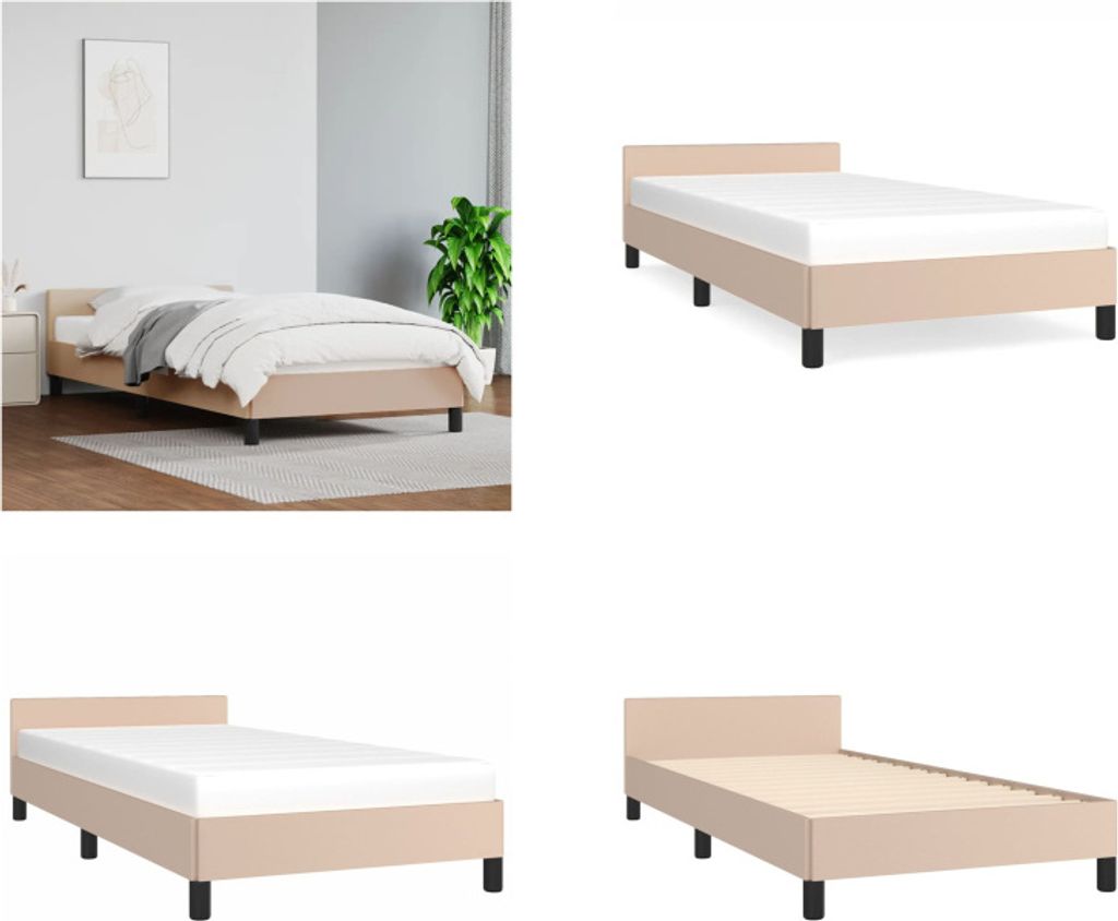 vidaXL Bettgestell mit Kopfteil Cappuccino Braun 90x190 cm Kunstleder - Bettgestell Mit Kopfteil - Bettgestelle Mit Kopfteil - Bett - Betten