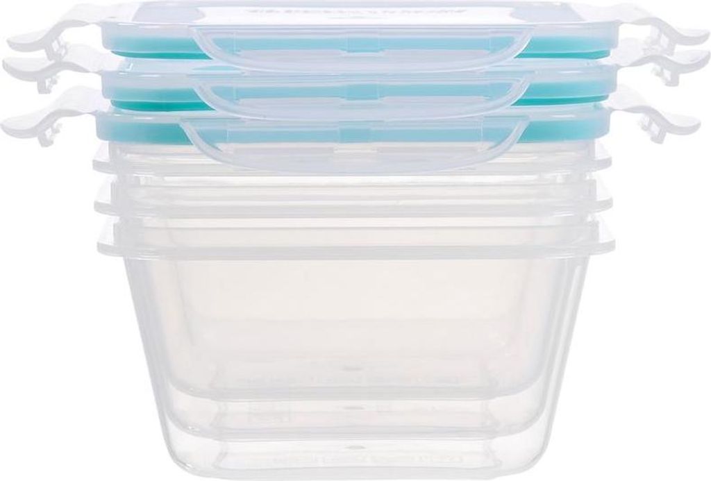 Dose MagicHome Lunchbox Set YH373, Set 3 Stk., 600 ml, 135x135x75 mm, quadratisch, Clip