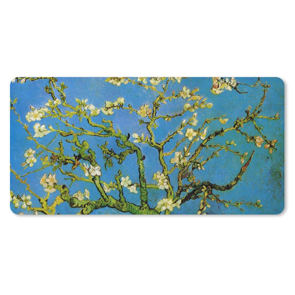 MuchoWow Schreibtischunterlage Mandelblüte - Vincent van Gogh 80x40 cm - XXL Mauspad - Gaming Mauspad