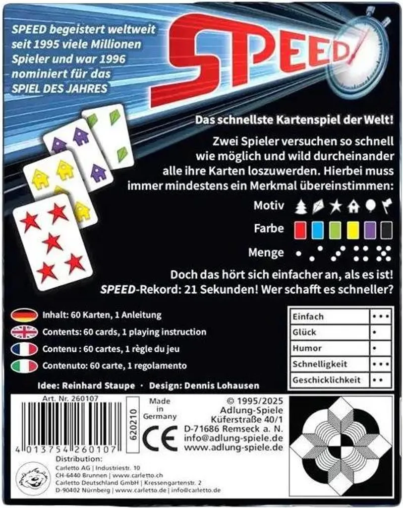 Speed Carletto Deutschland - Jeu de Réflexes Fluide et Format Voyage