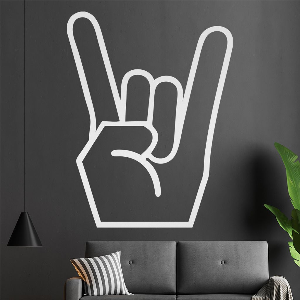 Hörner Handgruß Wandtattoo in 6 Größen - Wandaufkleber Wall Sticker - Dekoration, Küche, Wohnzimmer, Schlafzimmer, Badezimmer