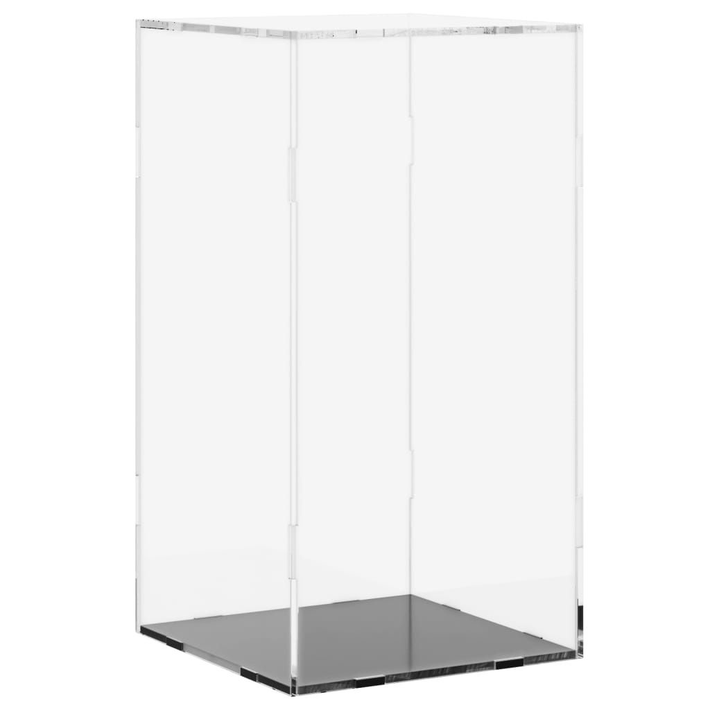 A clear acrylic display box with a gray base, isolated on a white background.