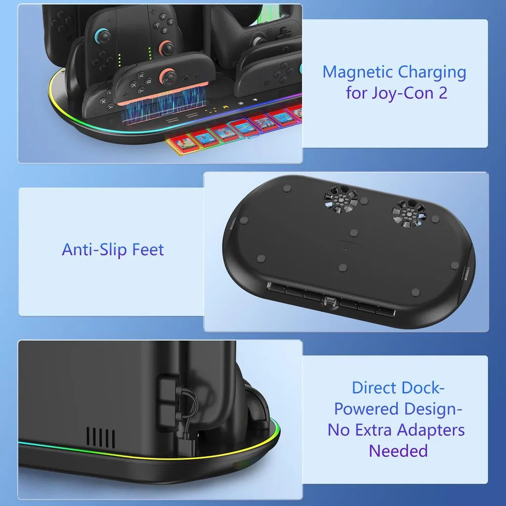 Dock de Support Multifonction pour Nintendo Switch 2 et Rangement Jeux - 12