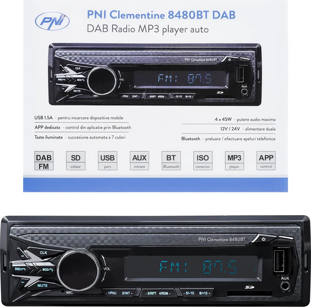 Autoradio pour camion et voiture DAB+ Bluetooth PNI Clementine 8480BT