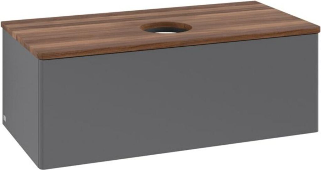 V&B Waschtischunterschrank ohne Frontstruktur, mit Beleuchtung Antao 100x36x50cm, WBP w. wal, Anthrac. m Lac