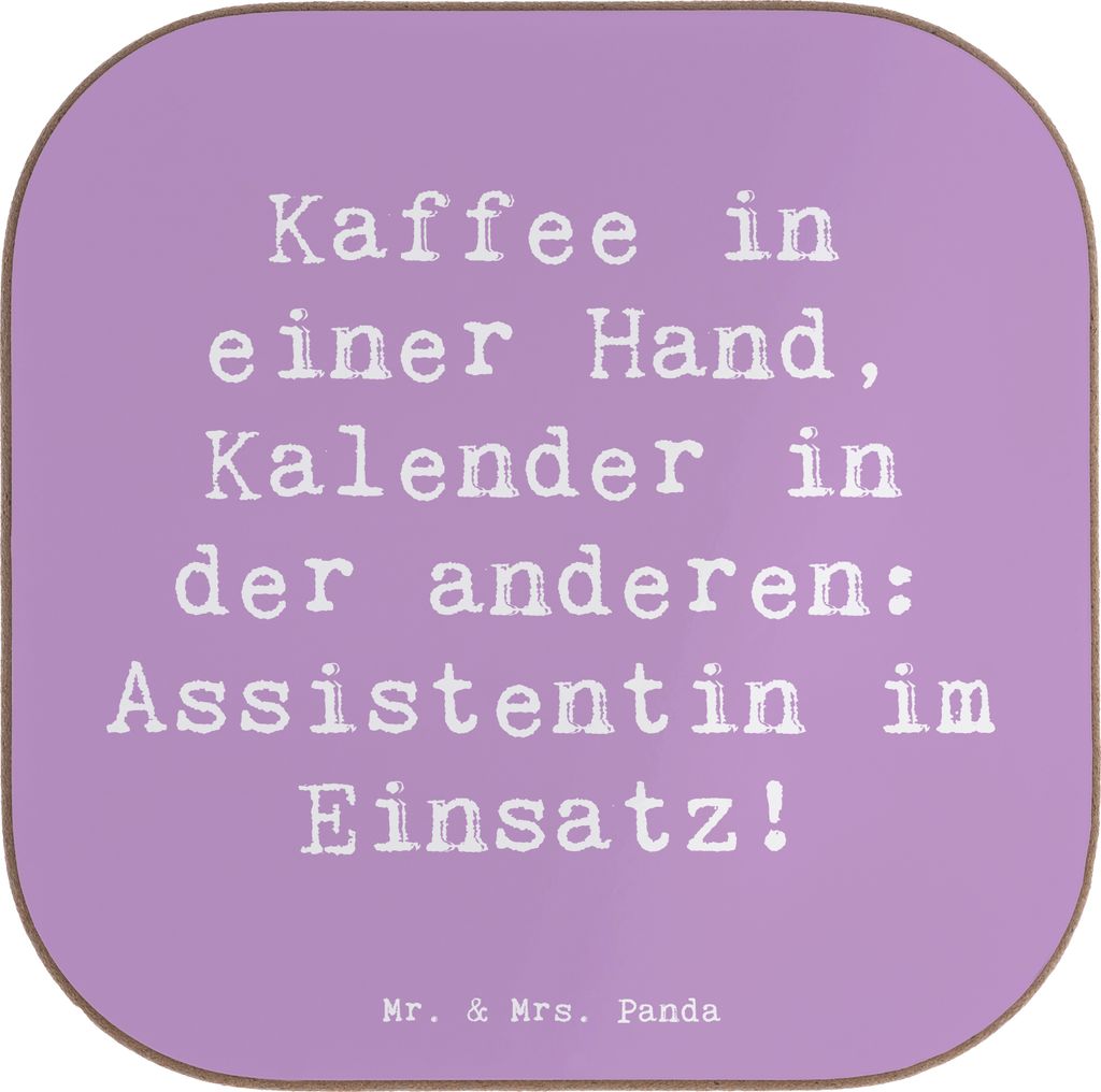 Mr. & Mrs. Panda Holzuntersetzer Spruch Assistentin im Einsatz - Lavendeltraum - Geschenk, gläseruntersetzer, Untersetzer Gläser, Berufe, für, k...