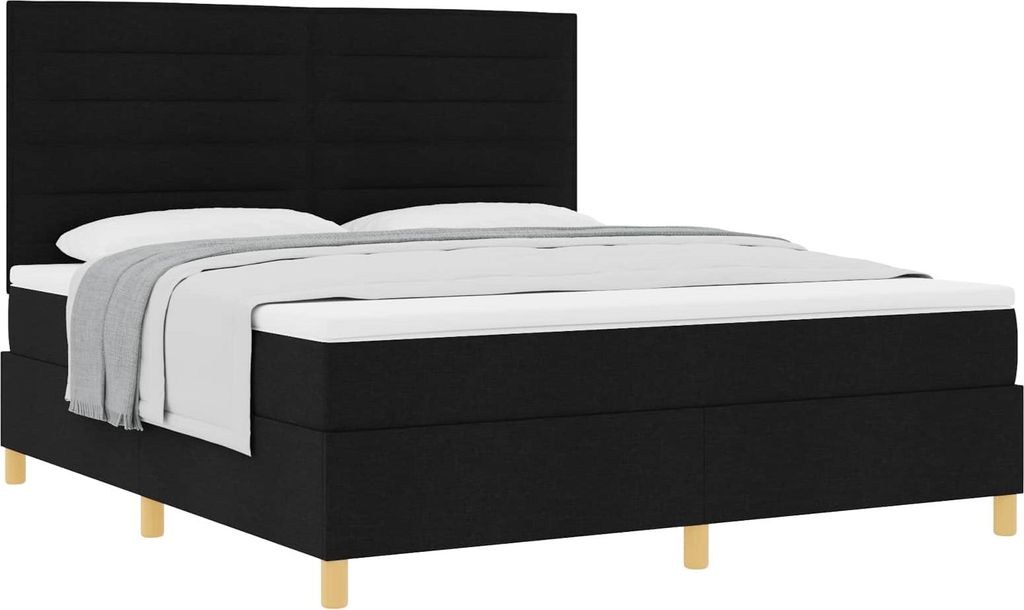 Boxspringbett mit Matratze Schwarz 180 x 200 cm Stoff