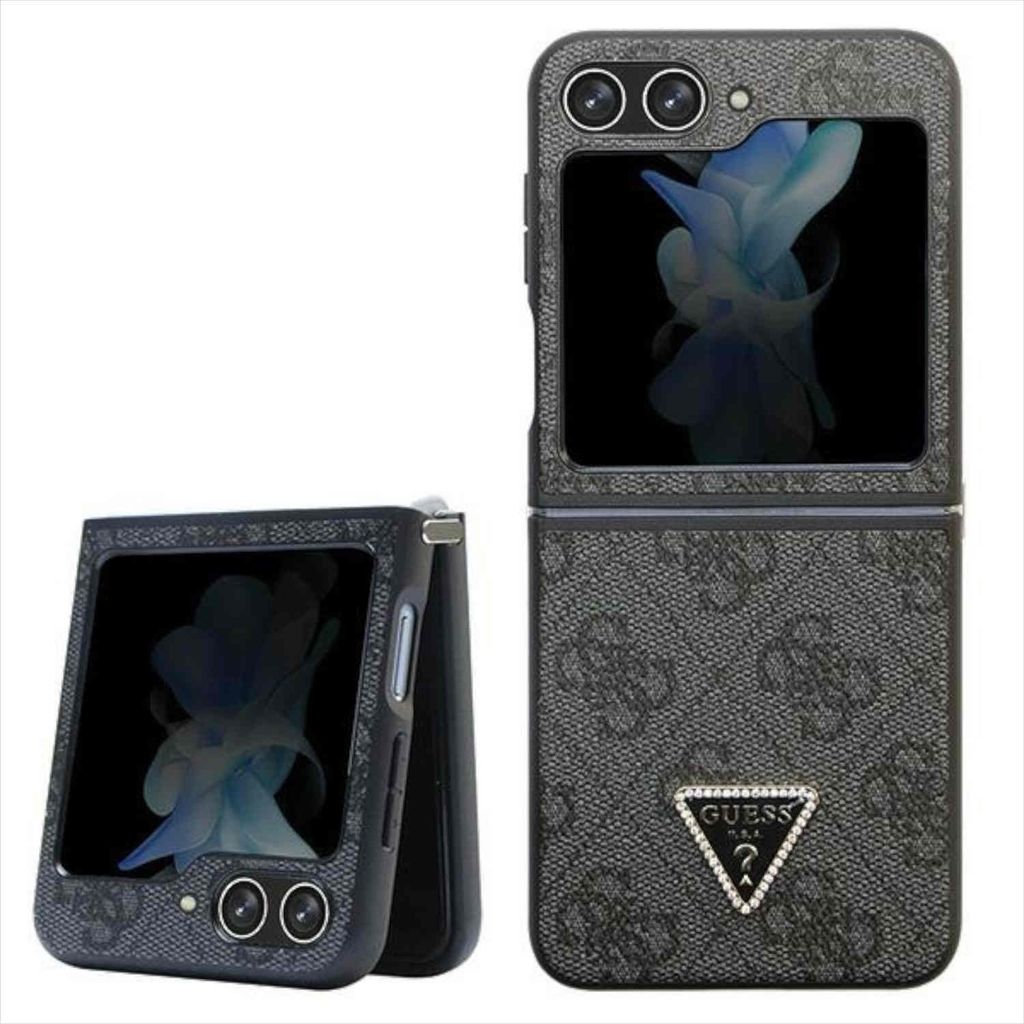 Original GUESS Case GUHCZF5P4TDPK passend für Samsung Flip 5 (4G Triangle Strass / schwarz)