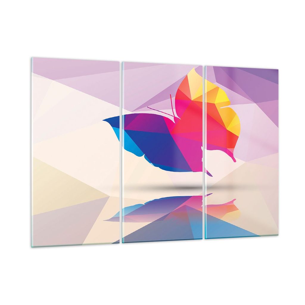 Bilder auf glas - Schmetterling Illustration Grafik - 105x70cm - Glasbilder - Wandbilder - Kunstdruck - Wanddekoration aus Glas - Glas Bilder - Wan...