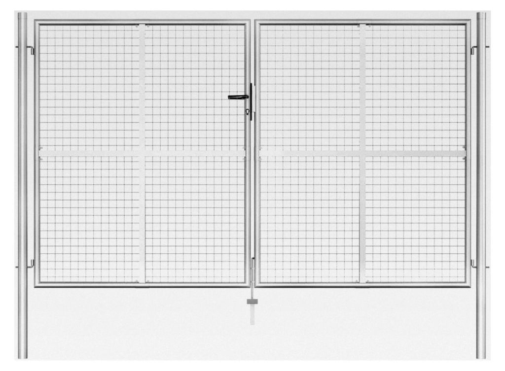 Gartentor Zauntor Gartenpforte Hoftor Doppeltor Flügeltor Doppelflügeltor Verzinkter Stahl 306x200cm Silbern