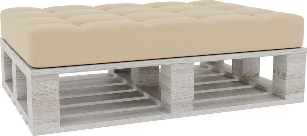 Palettenkissen, Palettenauflagen Sitzkissen Rückenlehne Gesteppt PFG (Sitzkissen 120x80, Creme)