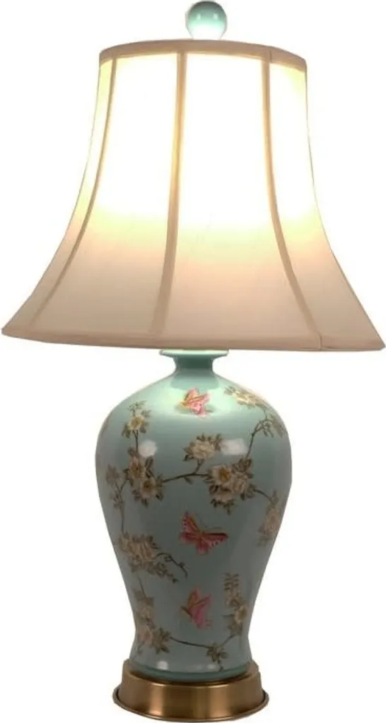 Lampe de chevet orientale en porcelaine turquoise pour salon chic 76cm