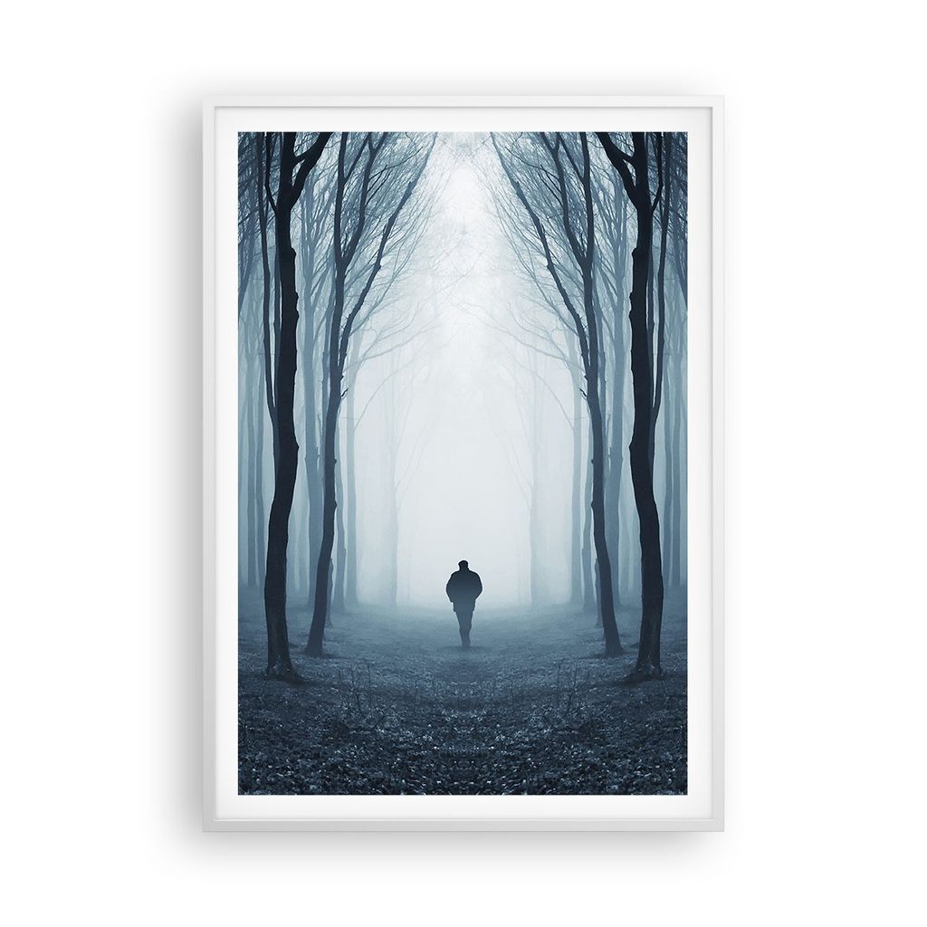 Gerahmtes Poster - Weißer Rahmen - Charakter Wald Einsamkeit - 70x100 cm - Wand Bild - Wanddeko - Wandbilder - Wandposter - Bilderrahmen - Bilder ...