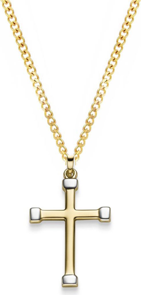 Anhänger Kreuz bi-color mit 1,1 mm Goldkette 36 cm 585 - 14 Produktbild 