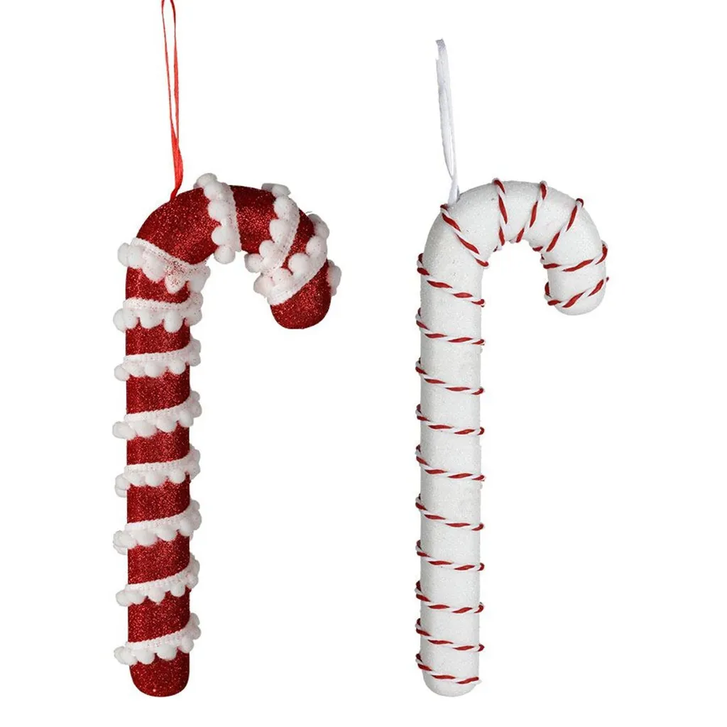24 Décorations cannes à sucre rouges et blanches pour sapin de Noël