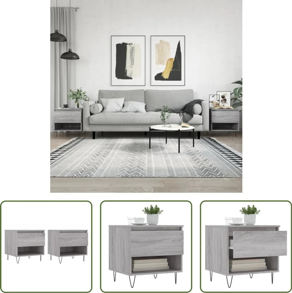 Tavolini Grigio Sonoma Set 2 pz - Design Scandinavo 50x50 cm - 1
