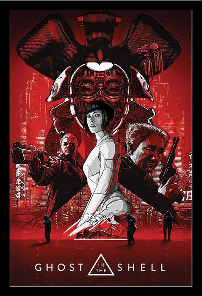 Art Poster Ghost In The Shell Rosso Cornice Shinsuke Maxi MDF Nero