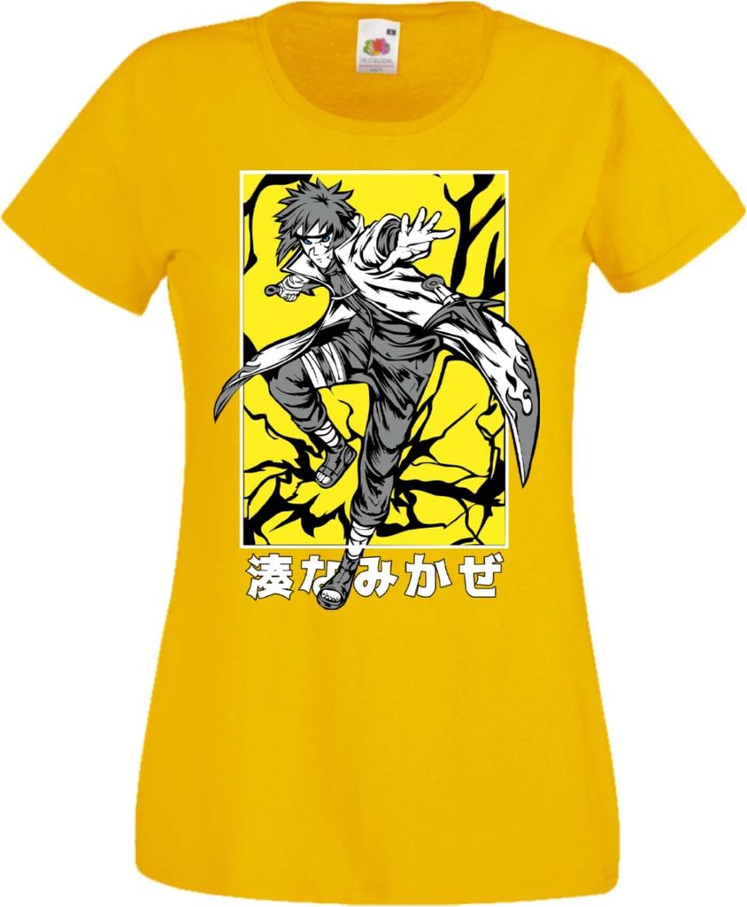 Damen T-Shirt Manga Anime Naruto Minato Namikaze, Lady S / Gelb