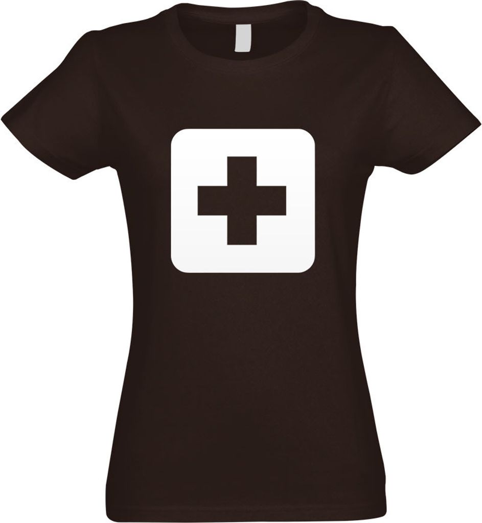 Kiwistar - T-Shirt tailliert - Damen - Chocolate - Erste Hilfe Stelle Piktogramme - mit Motiv Bedruckt - Funshirt Design - Sport - Freizeit - Damen...