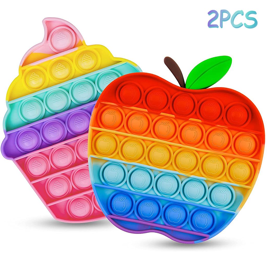 Pop-It Push-It Pop Fidget Bubble Rainbow Trend Spielzeug Toy Anti Stress Apfel 