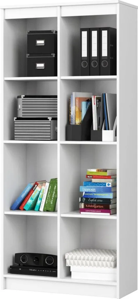 Bibliothèque blanche VALESTRA finition mate robuste et design épuré