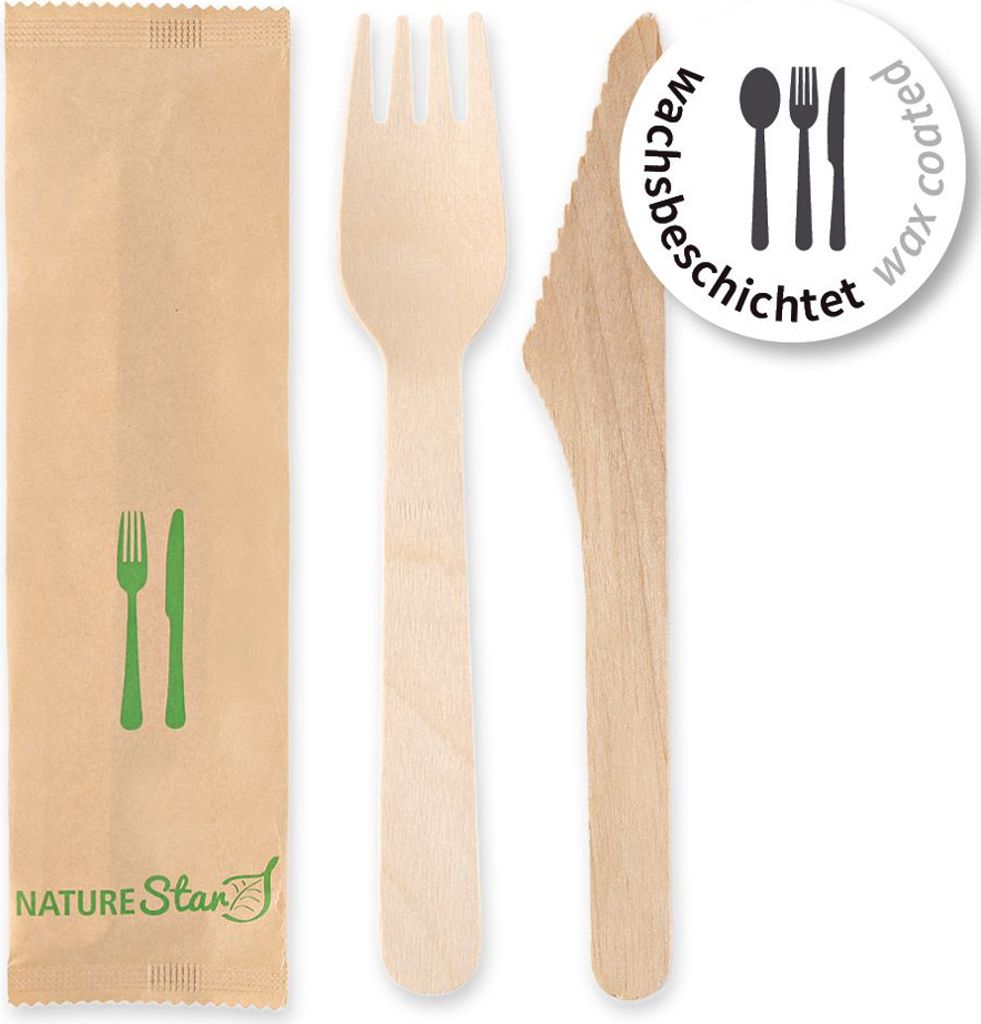NATURE Star Besteck-Set Simple aus Birkenholz 2-teilig