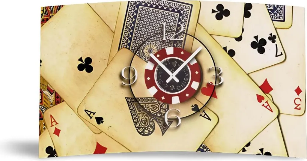 Horloge Murale Design Silencieuse No Tick avec Effet 3D et Thème Cartes