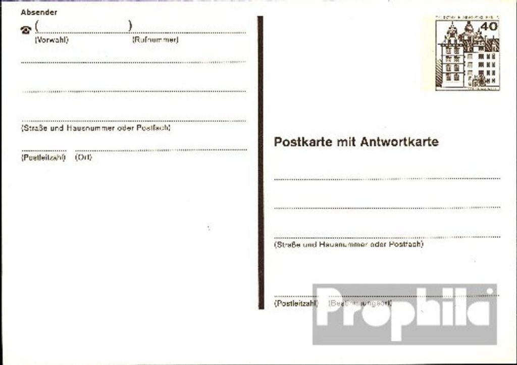 Belege Ganzsachen Berlin (West) 1982 P124I, Buchdruck, Amtliche Postkarte un Burgen u. Schlösser