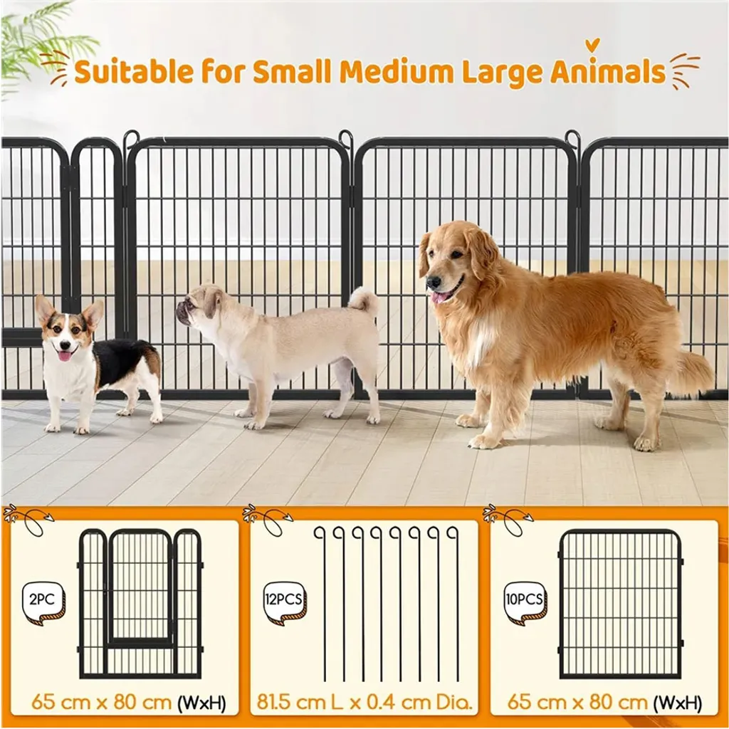 Box da Esterno 614023 Nero Pieghevole Altezza 80 cm | Recinto per Cani - 12