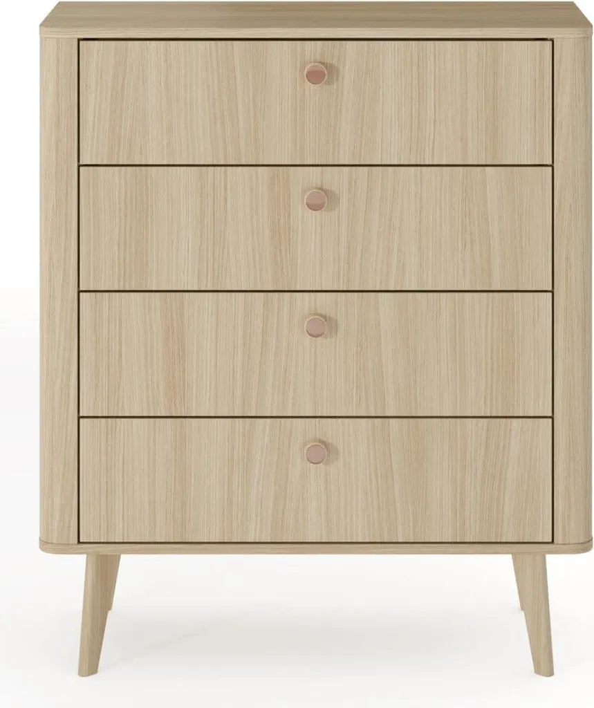 Commode Viki Gain de Place 88cm - Solution de Rangement Chêne et Beige