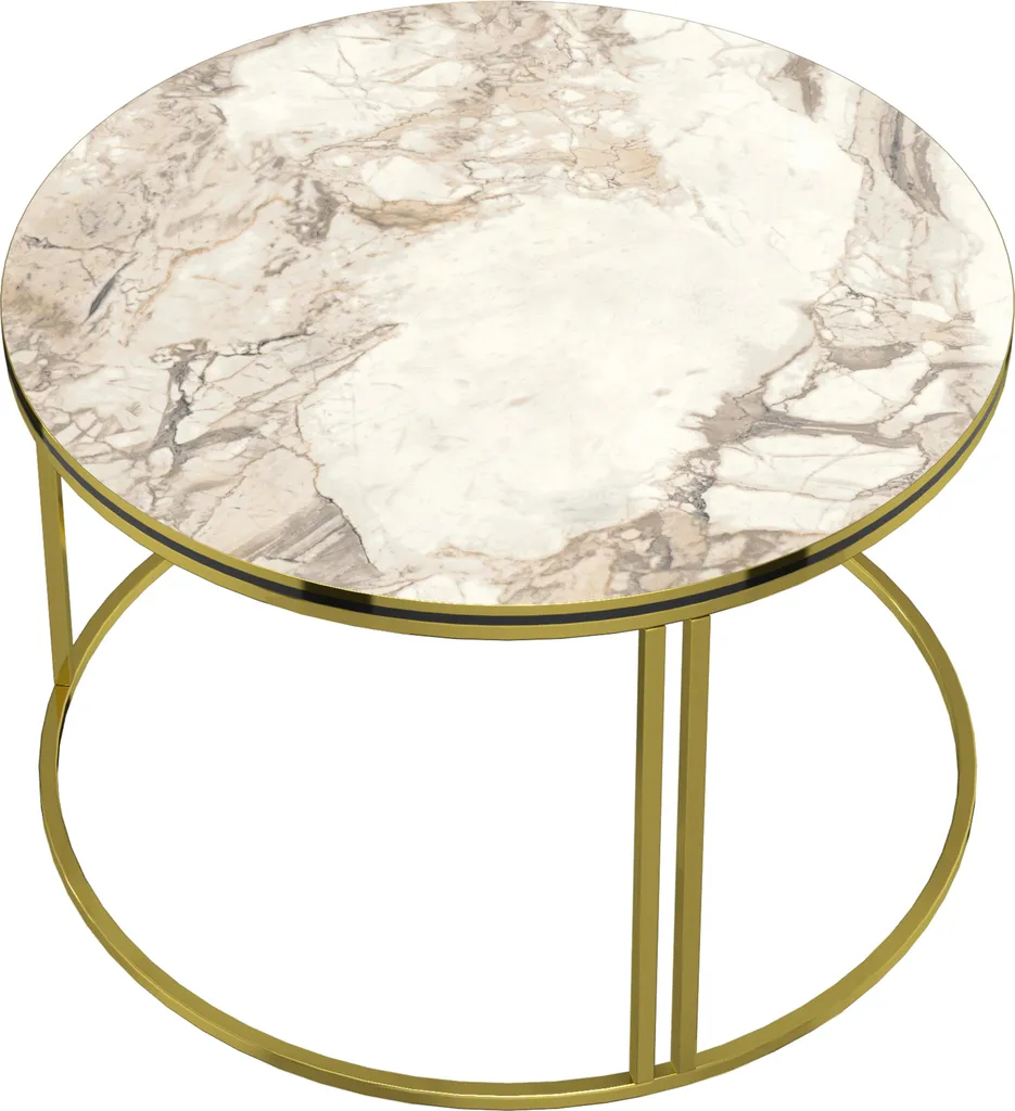 Table basse de salon rectangulaire marbre blanc et métal doré - 4