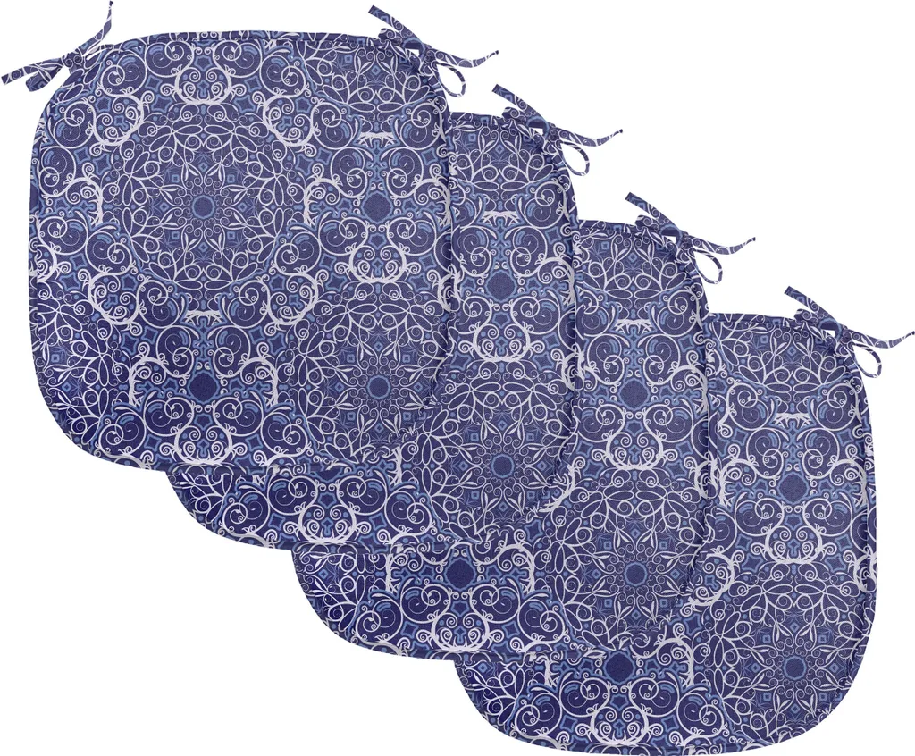 ABAKUHAUS Mandala Lot de 4 Coussins de Chaise Bohème Bleu et Violet 40x40