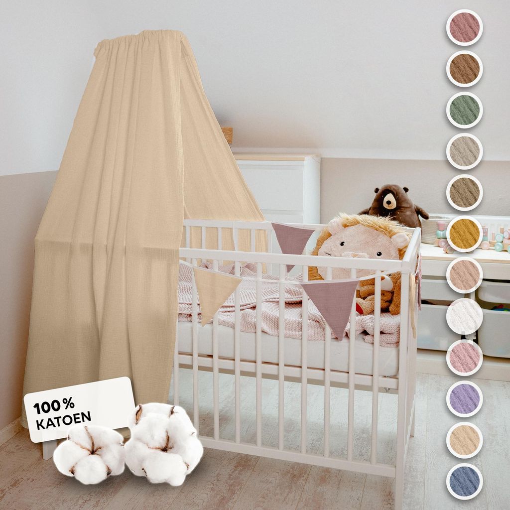 Hemel voor babybed crème, met hemelstok - bedhemel van Productafbeelding 