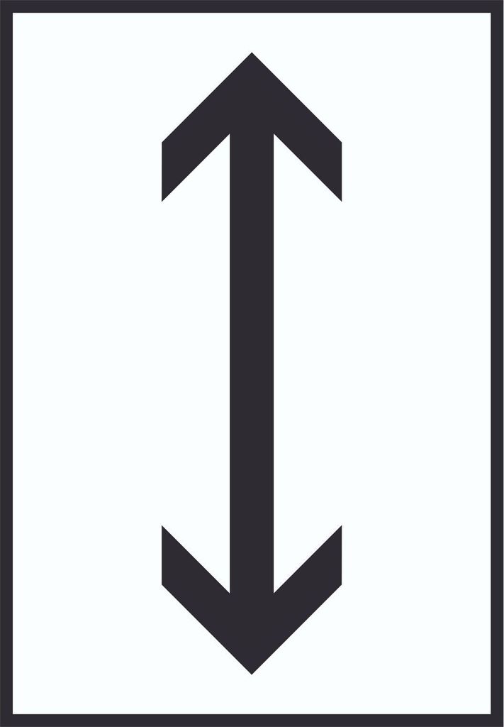 Richtungspfeil hoch runter Schild hochkant schwarz weiss Pfeil A4 Rückseite selbstklebend