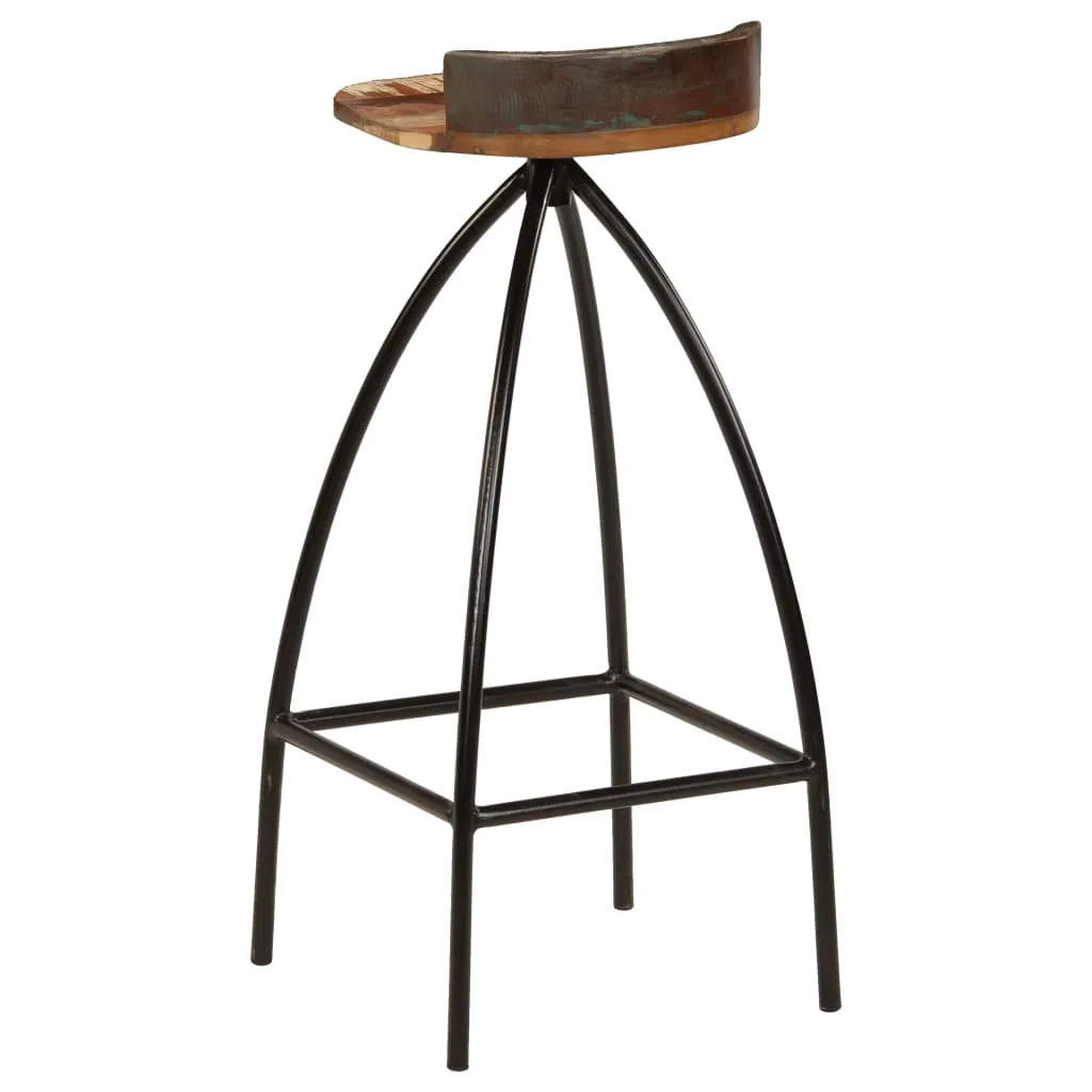 Tabouret de Bar Stable et Robuste en Bois Massif de Récupération - 2 Pcs - 6