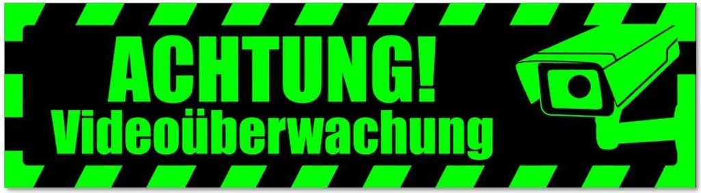 Kiwistar - Autoaufkleber - Grün - Schwarz - 45 x 12 cm - Achtung Videoüberwachung gestreift - Hinweis Aufkleber Sticker für Auto, Kfz, Fahrrad, ...