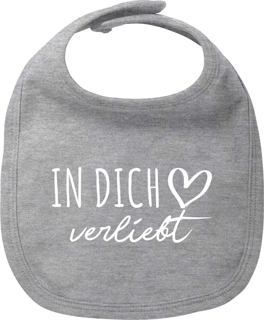 Huuraa Baby Lätzchen In dich verliebt Heather Grey Klettverschluss Baumwolle Latz Geschenkidee