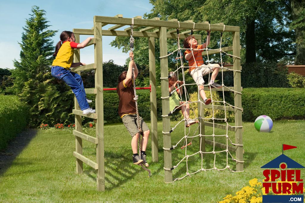 HOQ Klettergerüst / Spielgerüst "TurboClimber" 240 x 120 x 219 cm mit Turnreck und Kletternetz