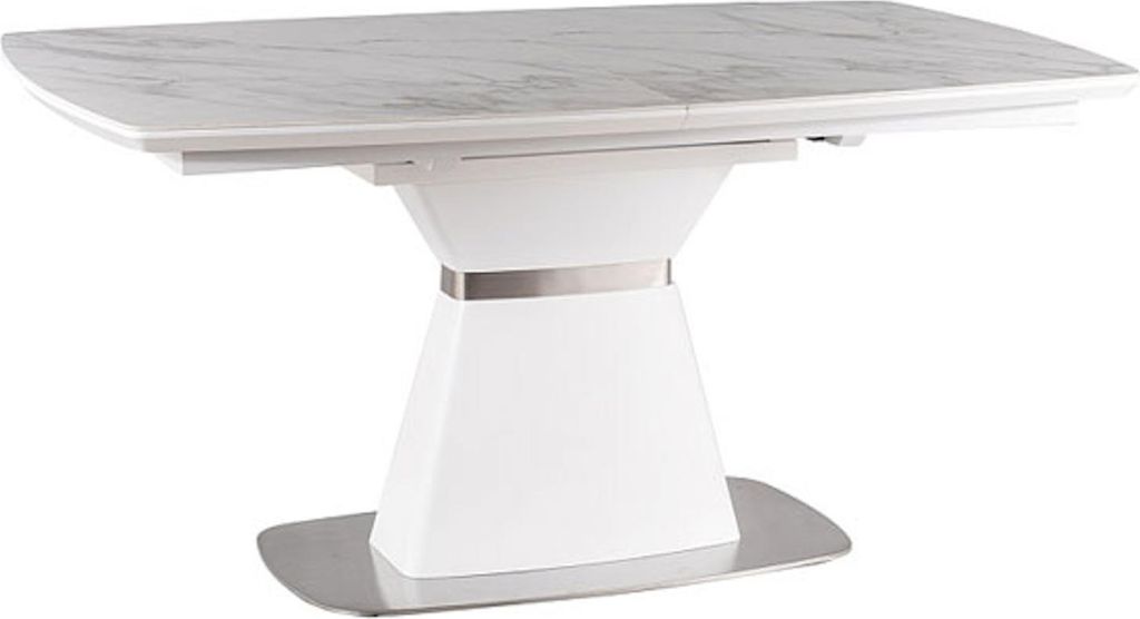 Esstisch Säulentisch Solin 160-210x90x76cm Marmor weiß ausziehbar