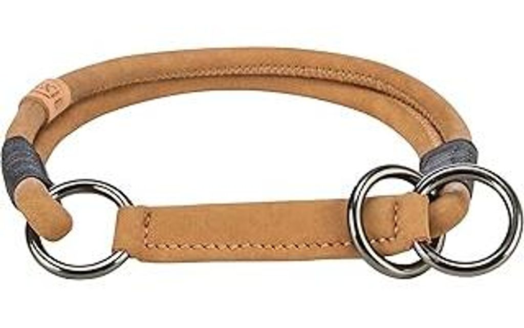 TRIXIE Zug-Stopp Hundehalsband BE NORDIC aus Leder S-M braun – bequemes Hundehalsband für kleine & mittelgroße Hunde mit Zugbegrenzung - robust...