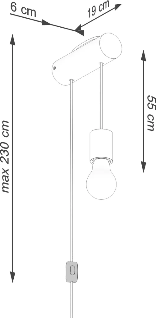 Applique NIMBI E27 Sollux: Design Minimal in Legno 55cm con Switch - 9