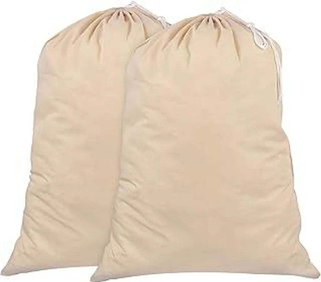 Set 2 Sacchi Biancheria 100% Cotone 71x91 cm Resistenti 75L